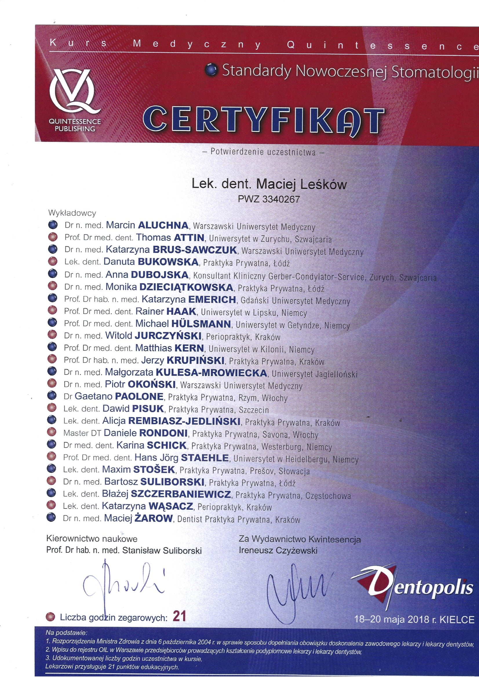 Maciej Leśków certyfikat 5