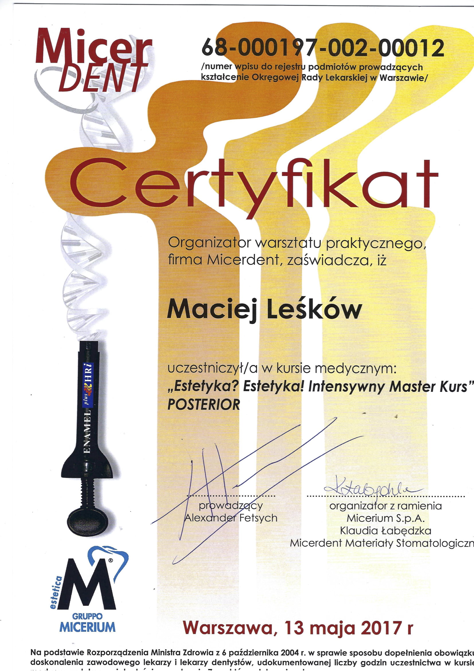 Maciej Leśków certyfikat 11