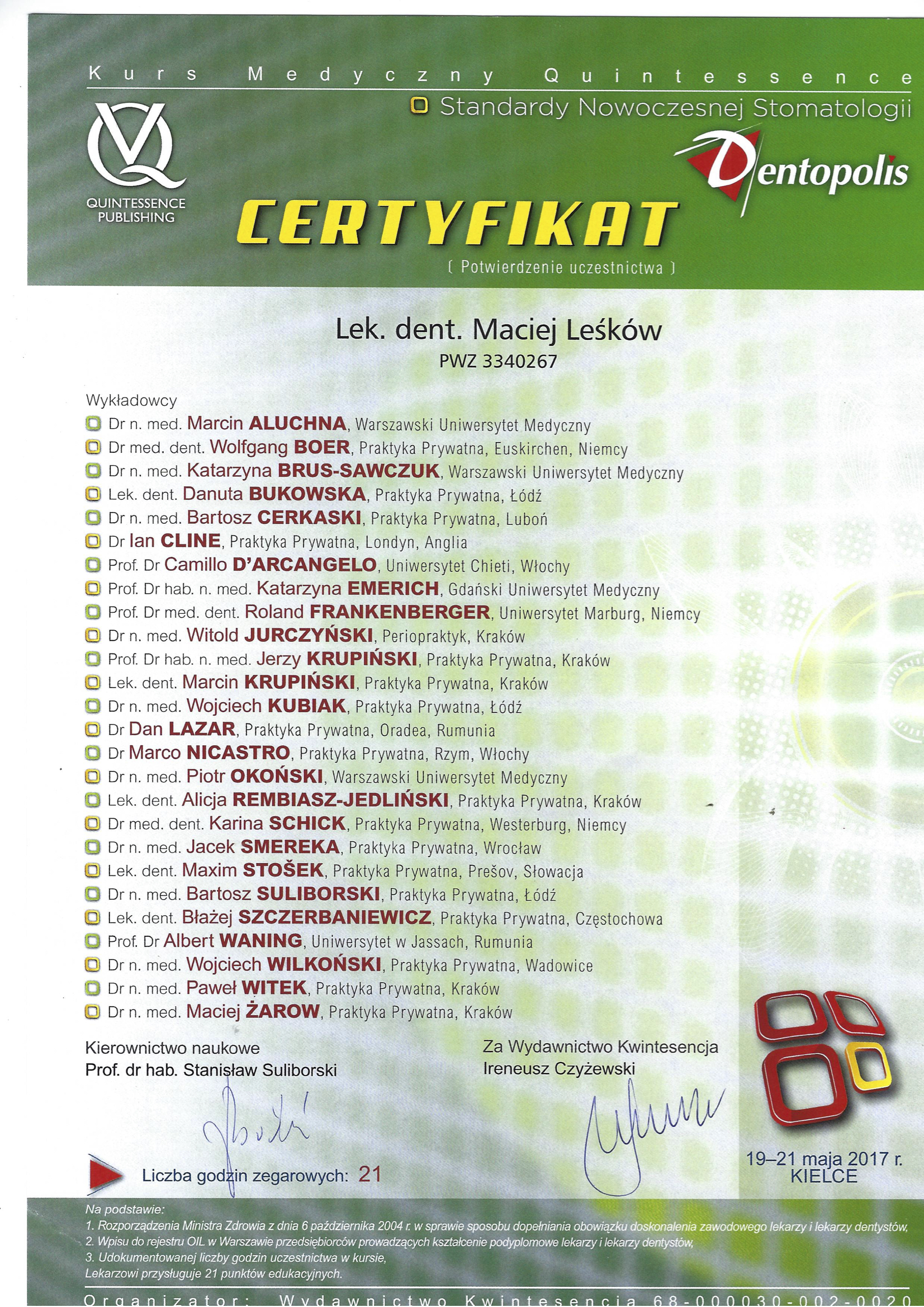 Maciej Leśków certyfikat 12