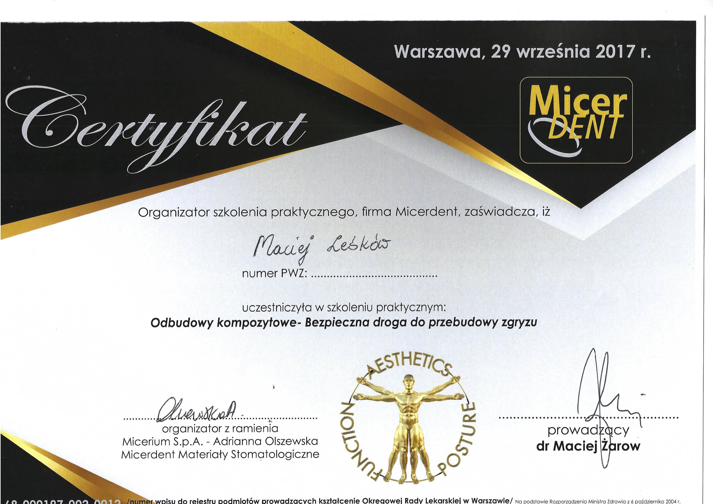 Maciej Leśków certyfikat 13