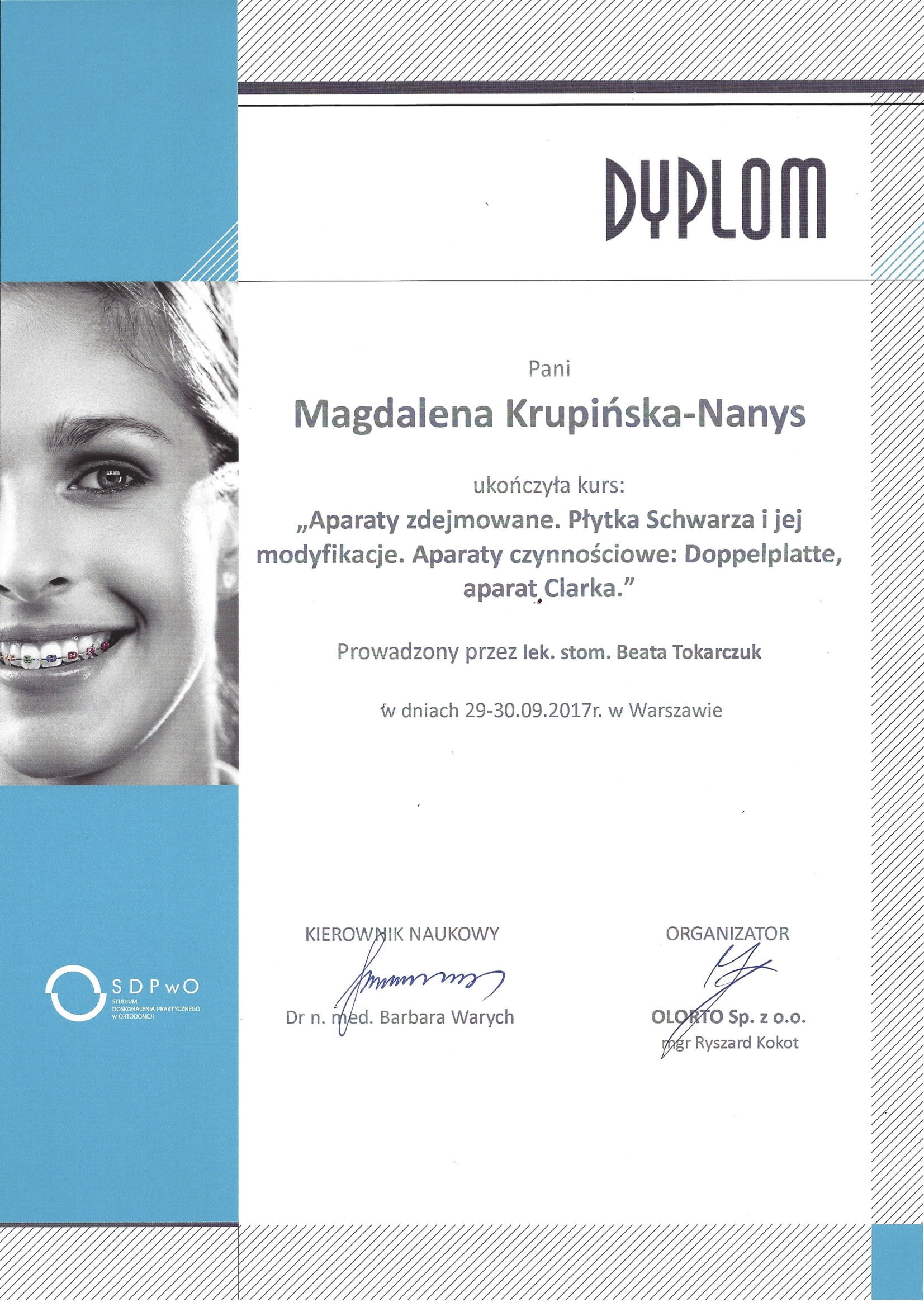 Magdalena Krupińska certyfikat 62
