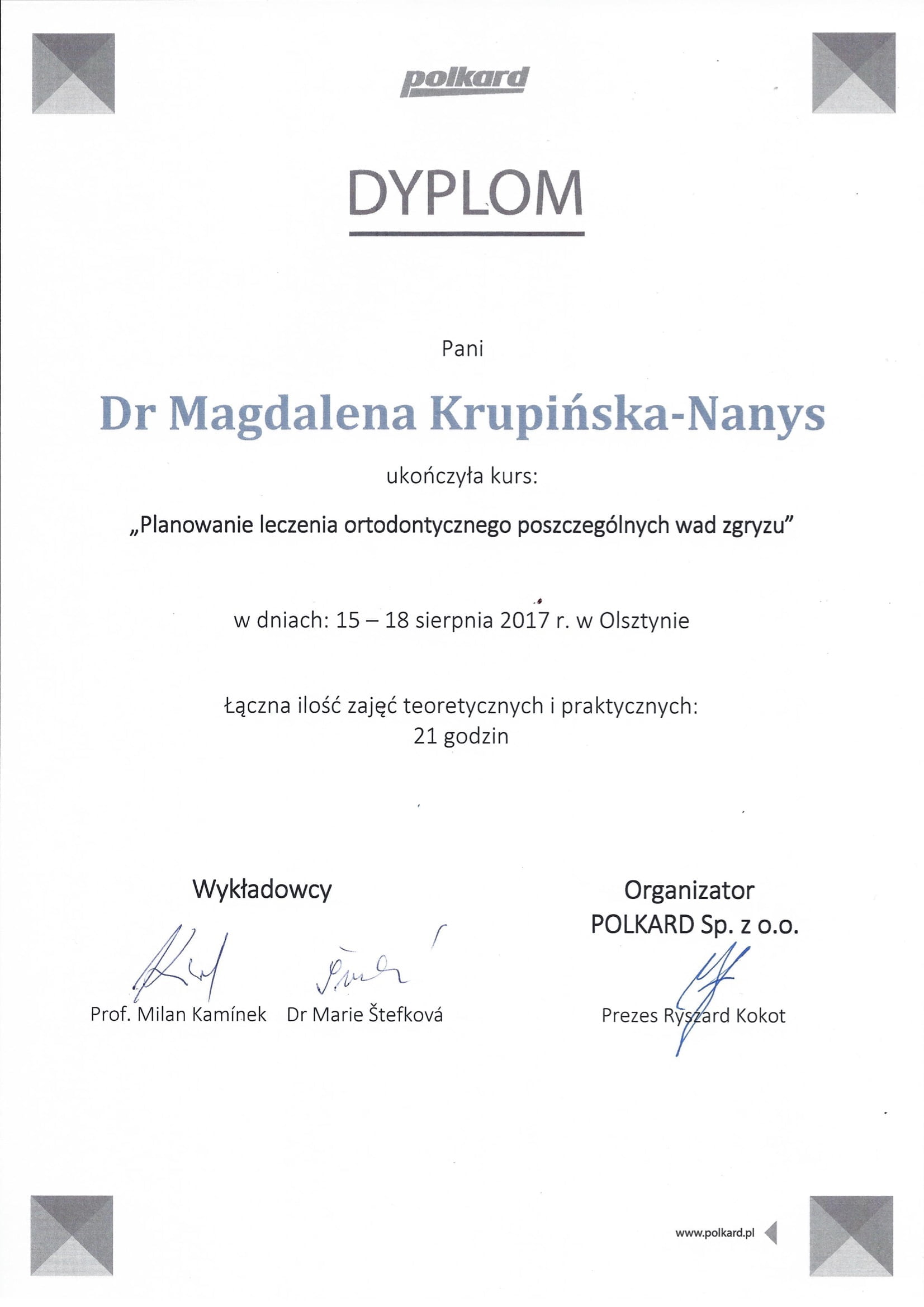 Magdalena Krupińska certyfikat 57