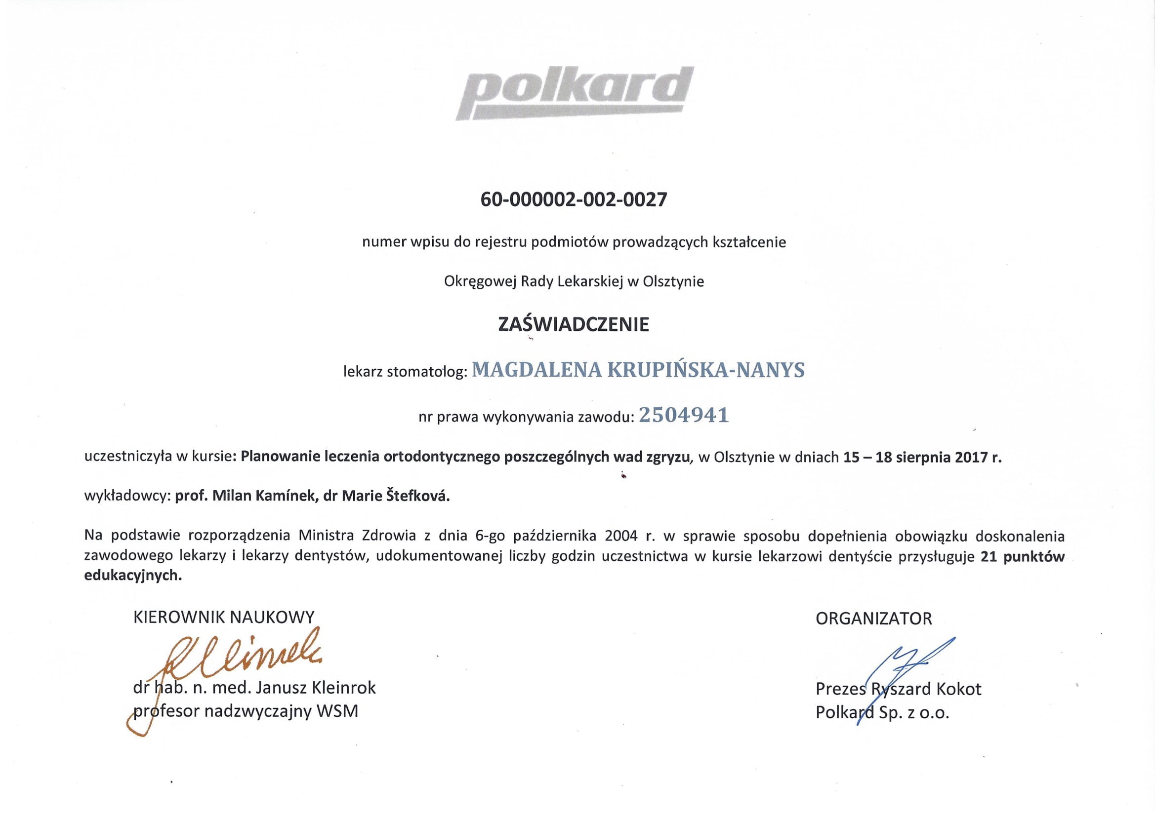 Magdalena Krupińska certyfikat 56