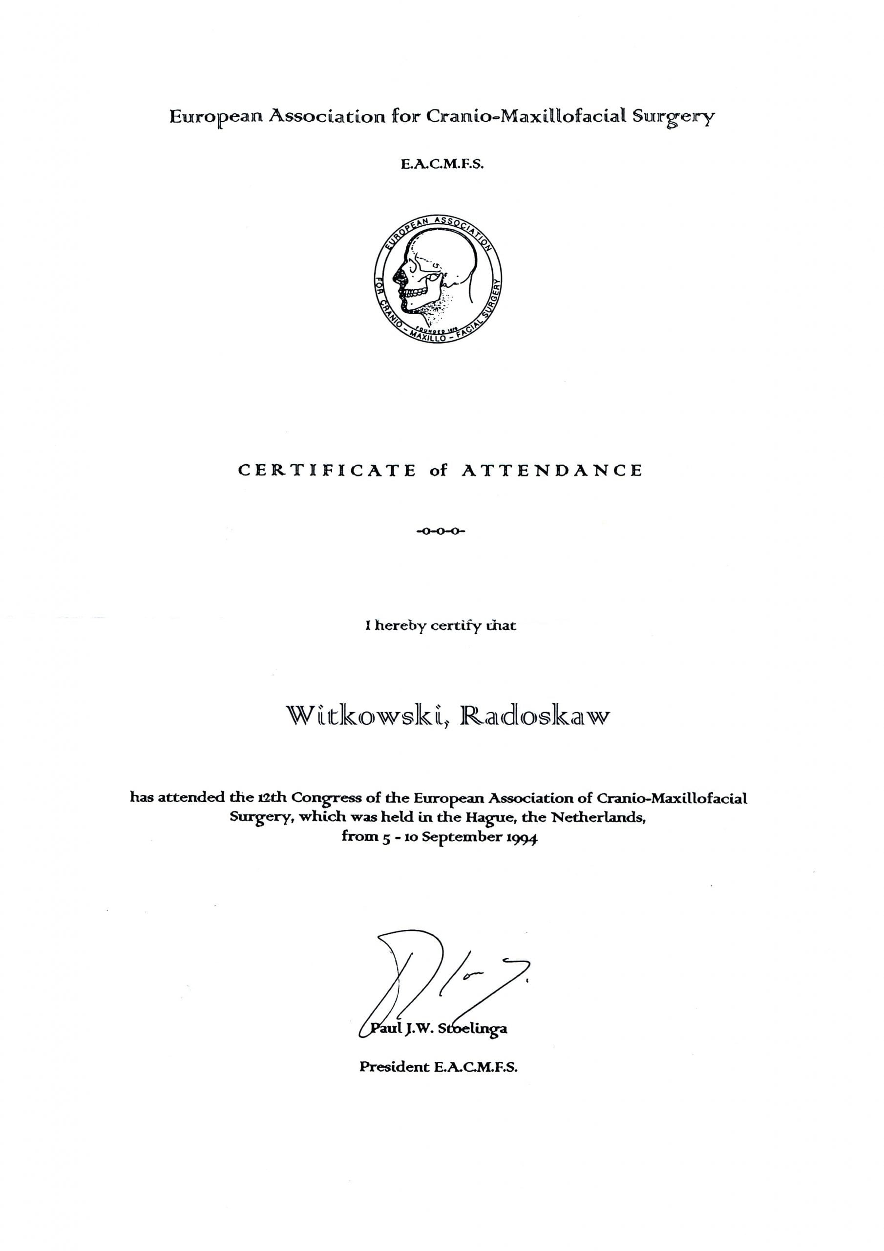 Radosław Witkowski certyfikat 2