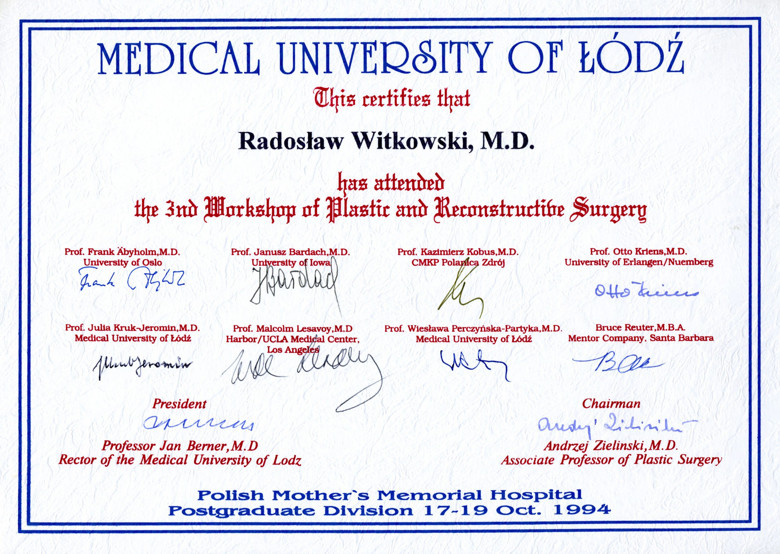 Radosław Witkowski certyfikat 3