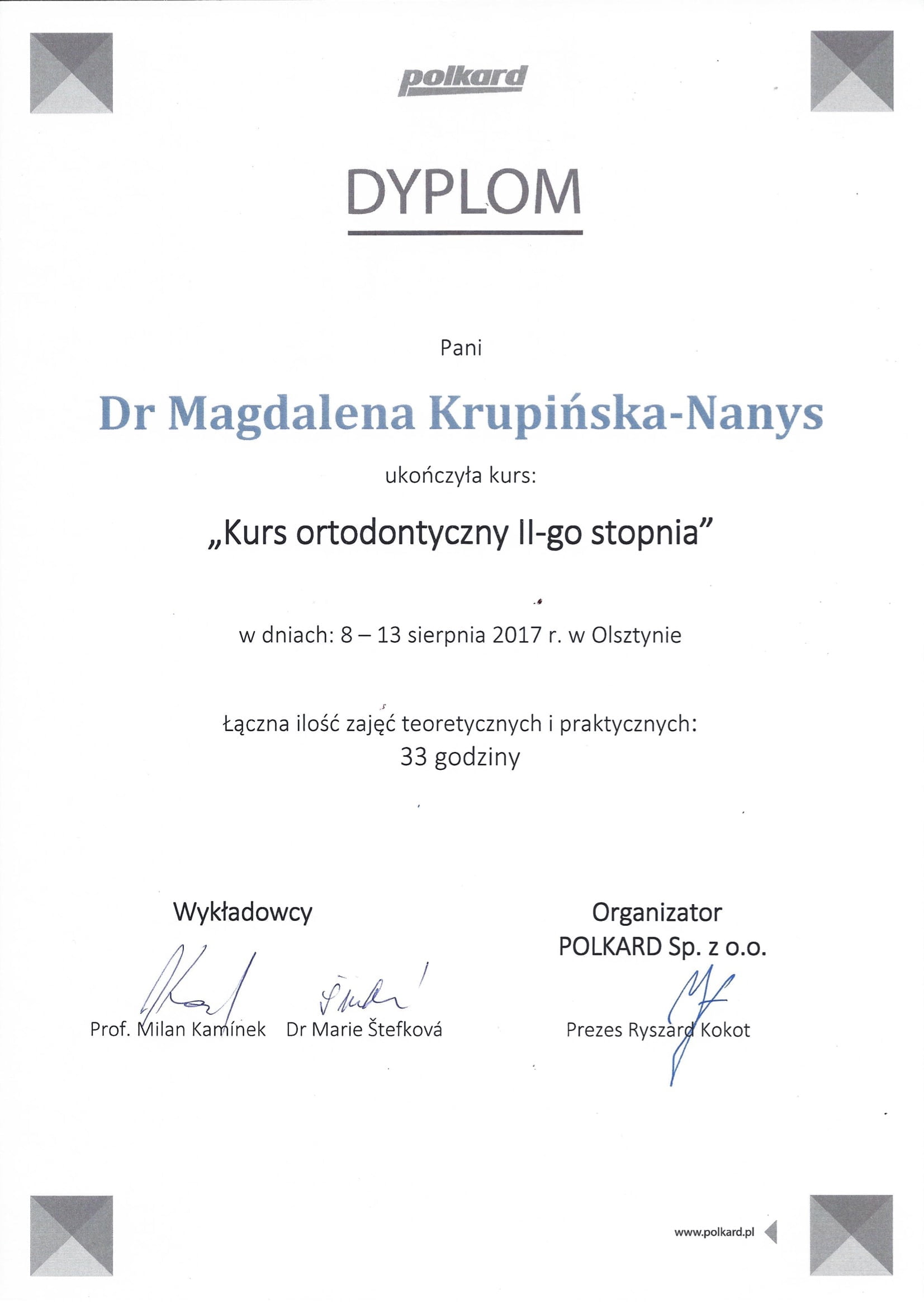 Magdalena Krupińska certyfikat 54