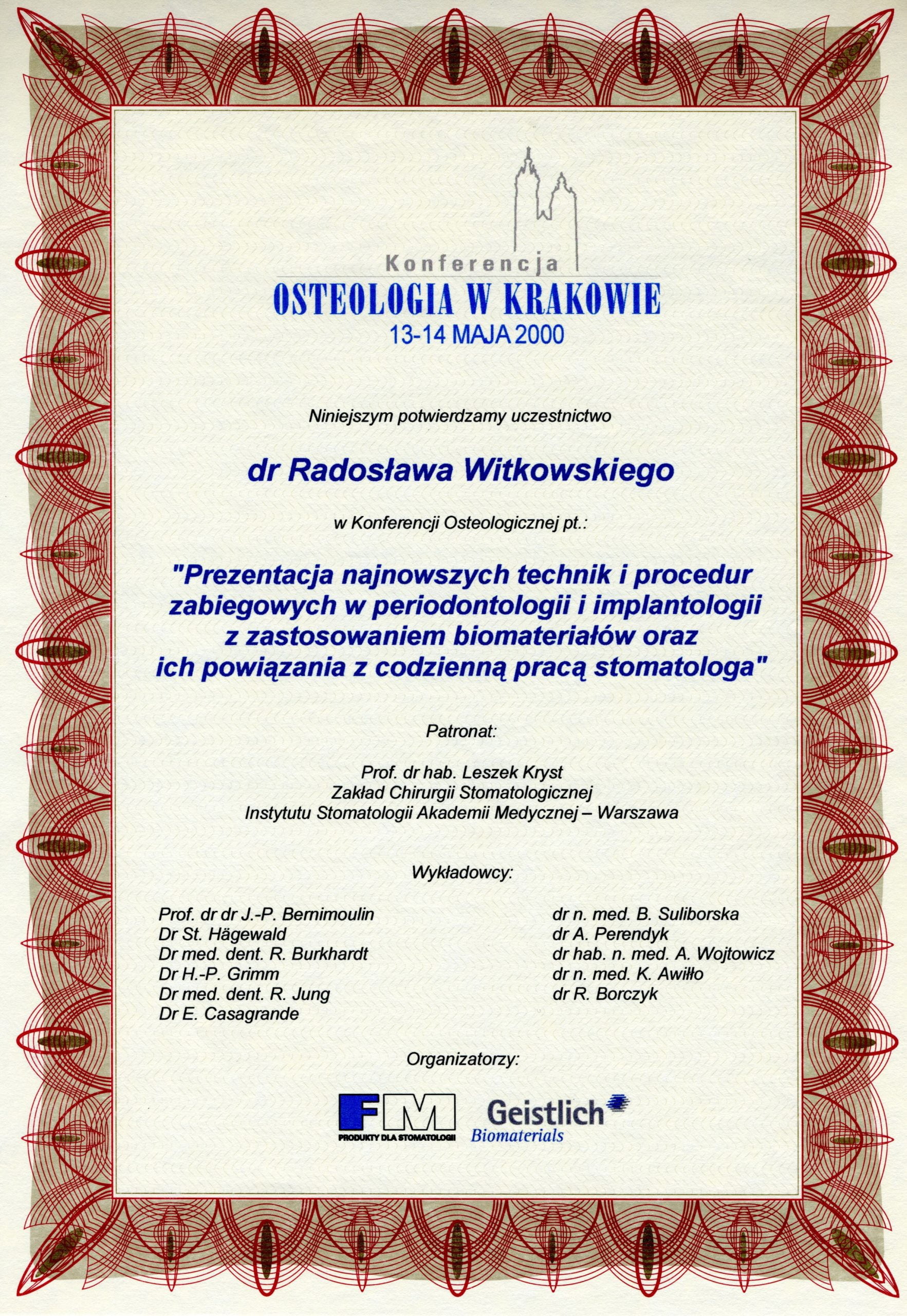 Radosław Witkowski certyfikat 22