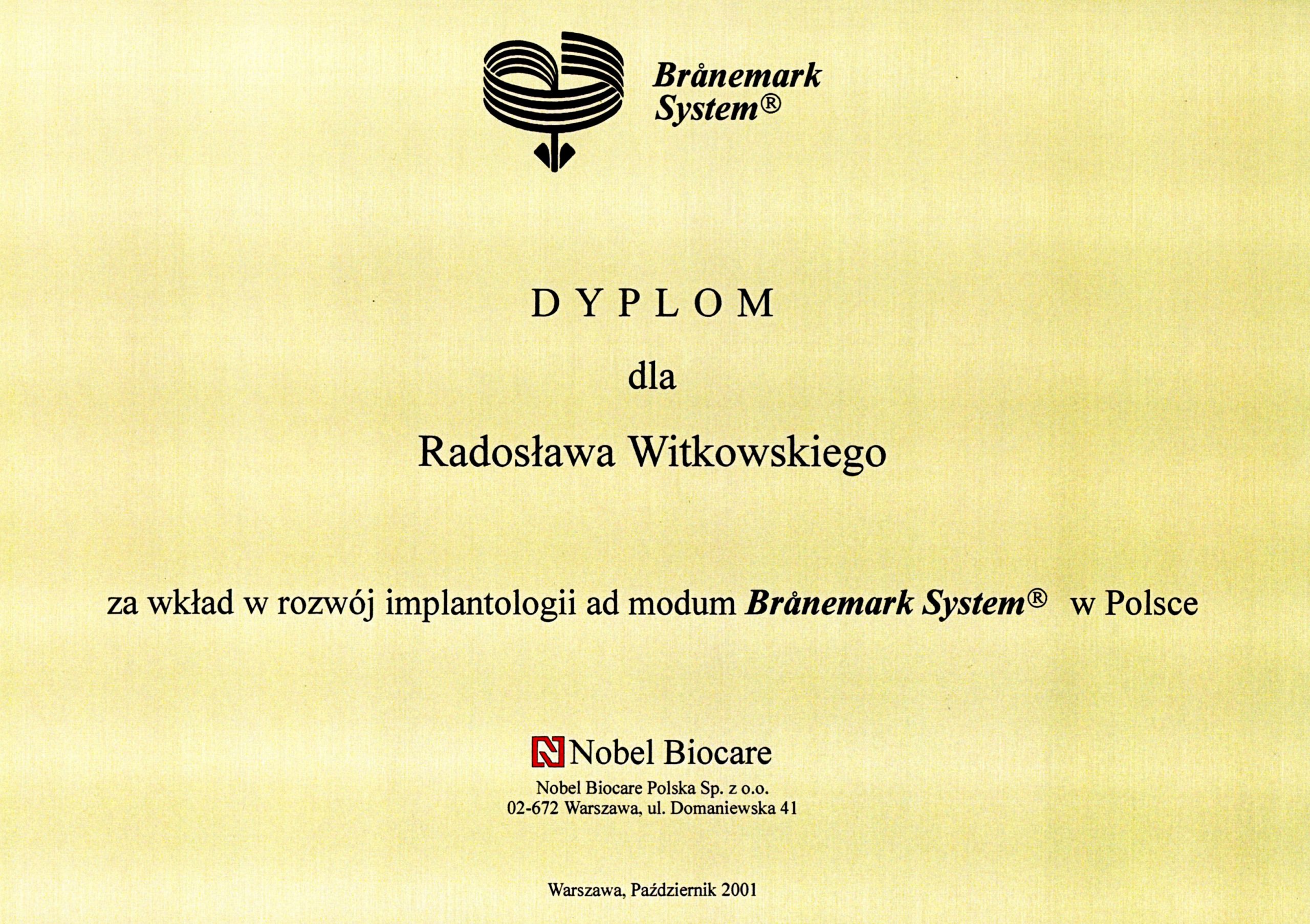 Radosław Witkowski certyfikat 27