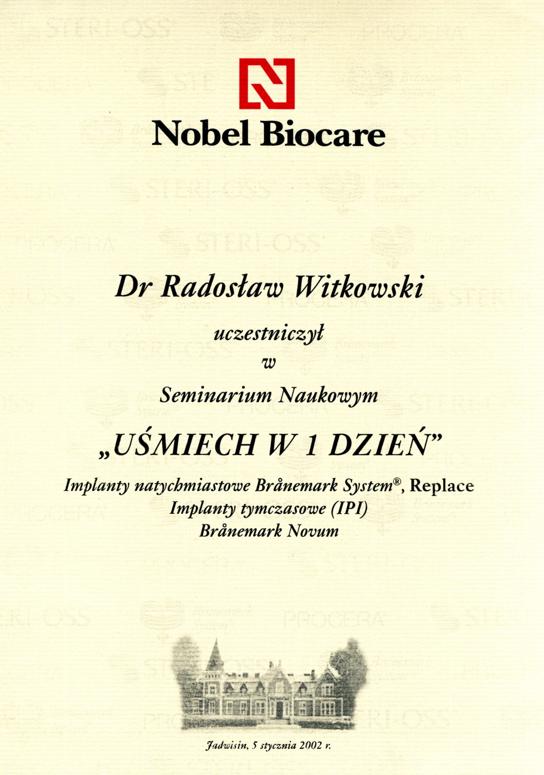 Radosław Witkowski certyfikat 28