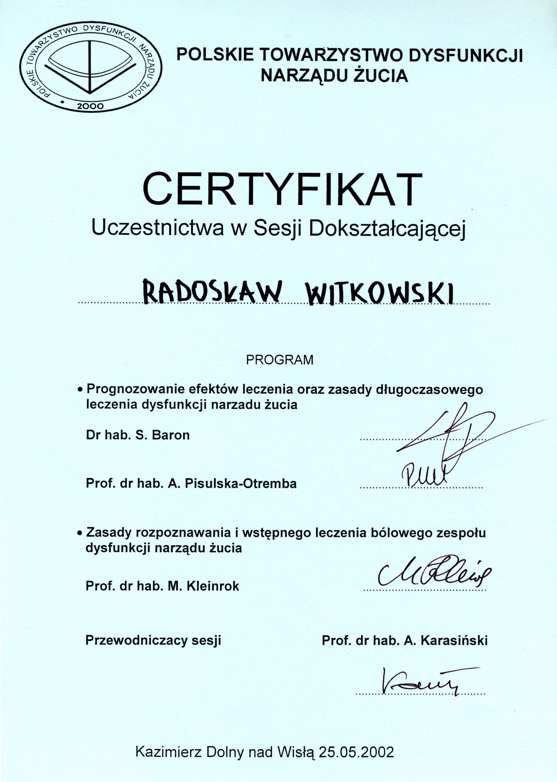 Radosław Witkowski certyfikat 29
