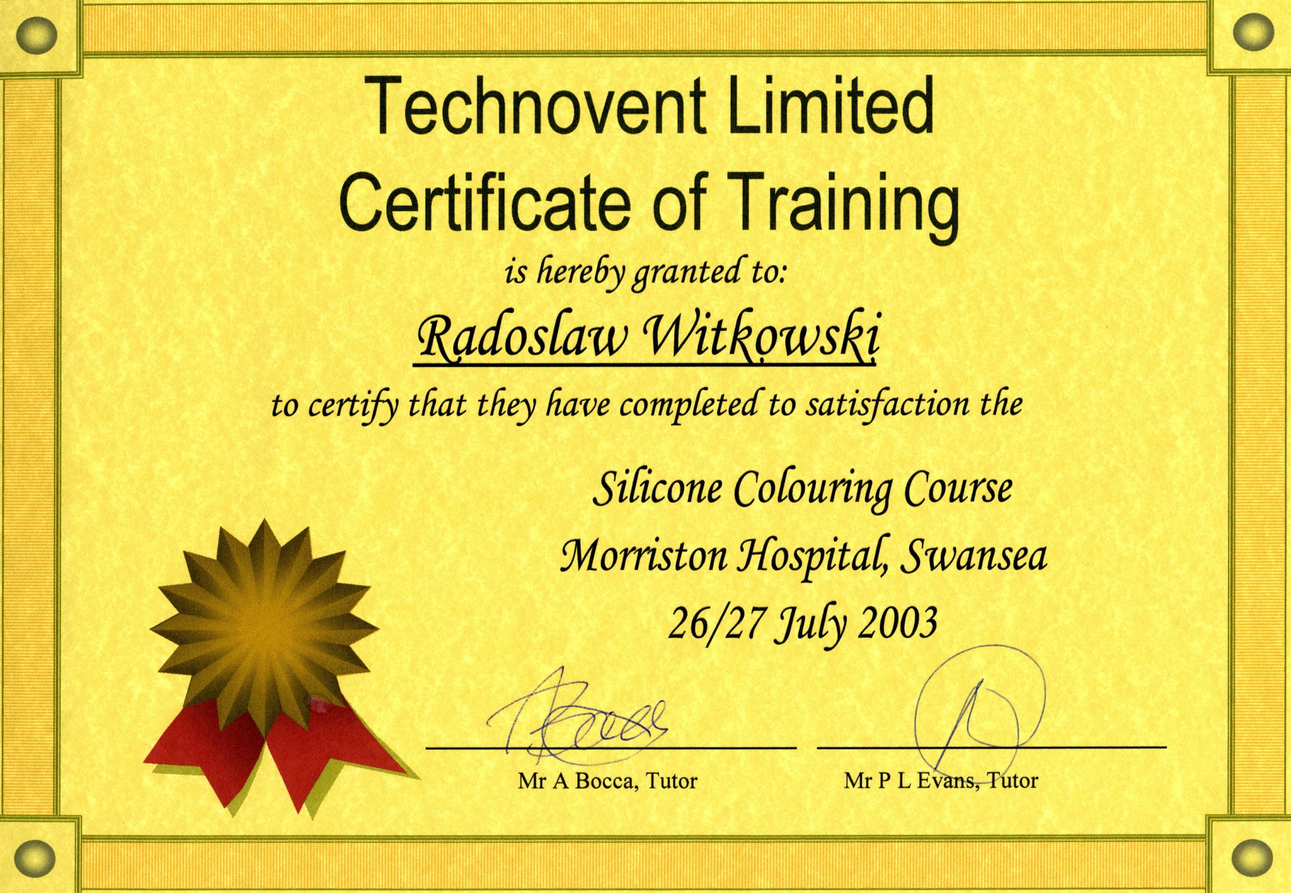 Radosław Witkowski certyfikat 31