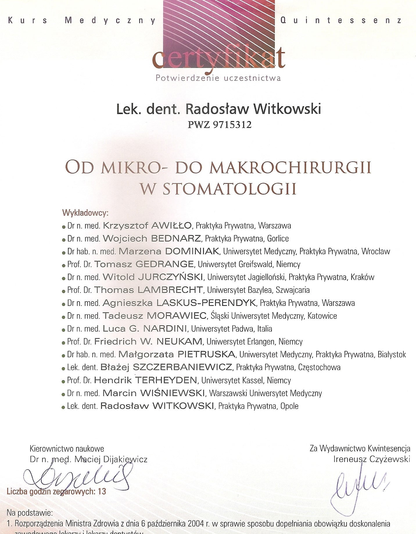 Radosław Witkowski certyfikat 39