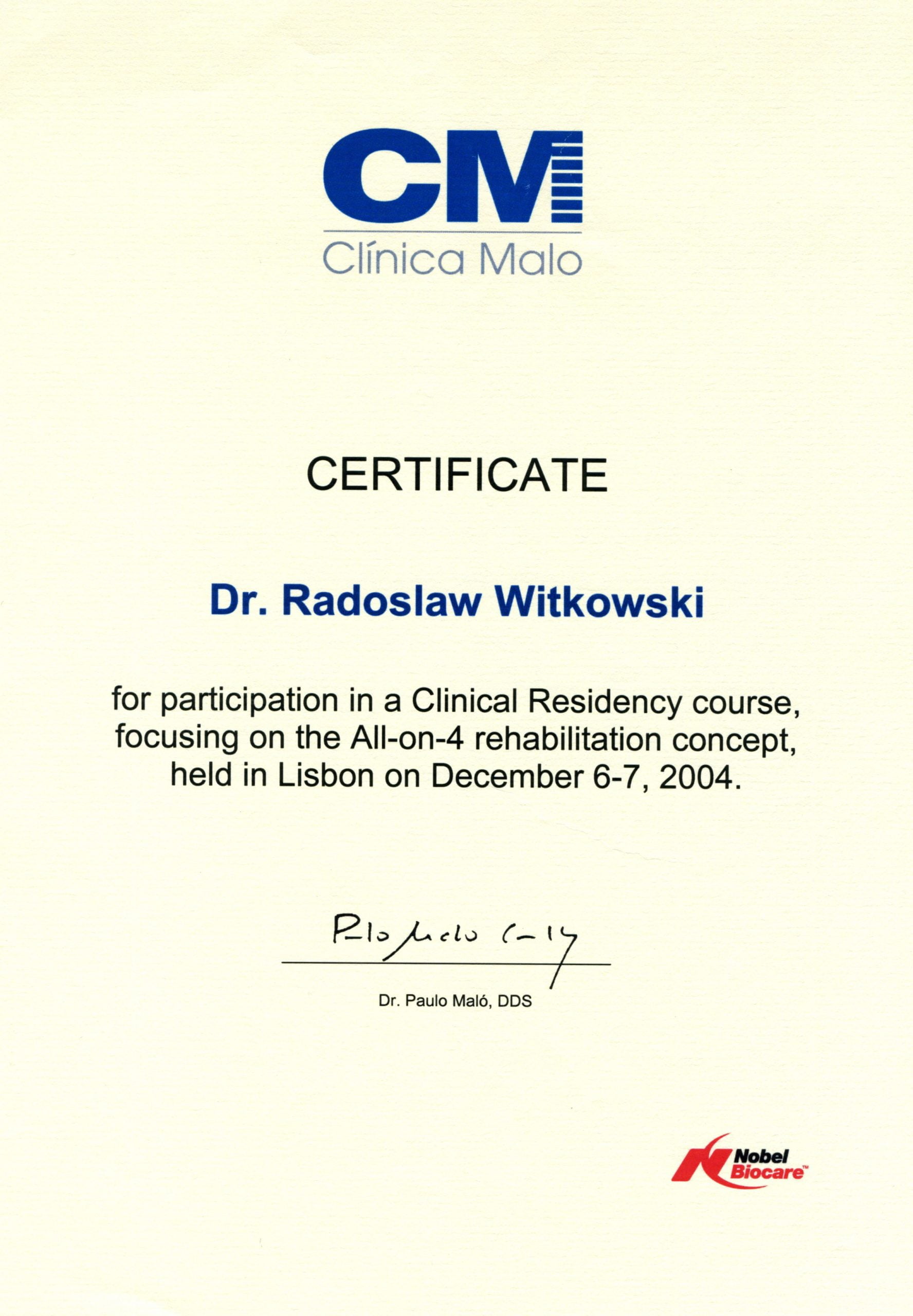 Radosław Witkowski certyfikat 40