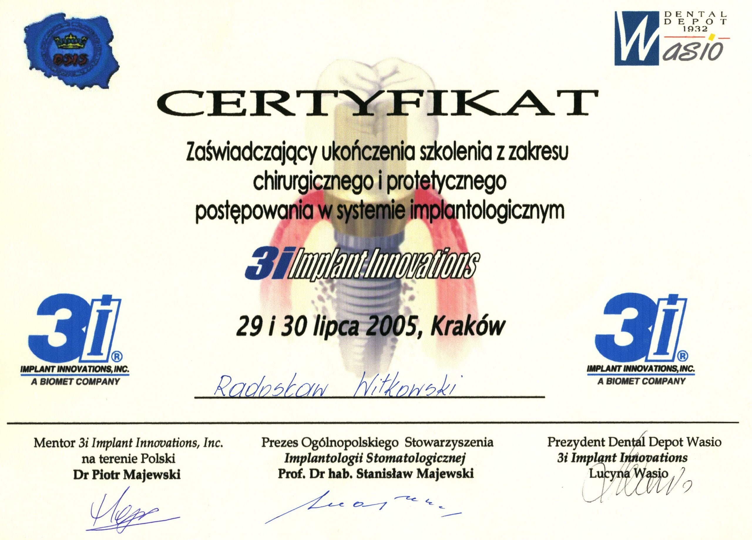 Radosław Witkowski certyfikat 44
