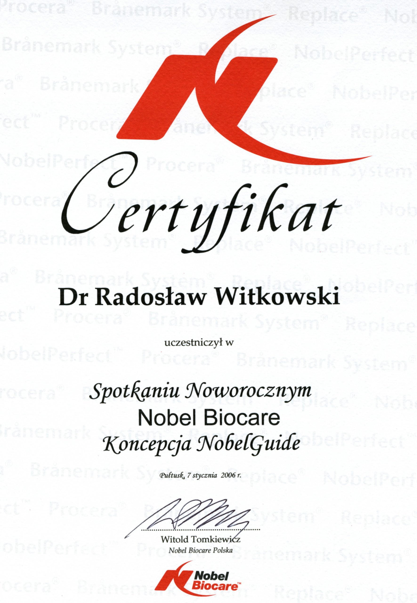 Radosław Witkowski certyfikat 45