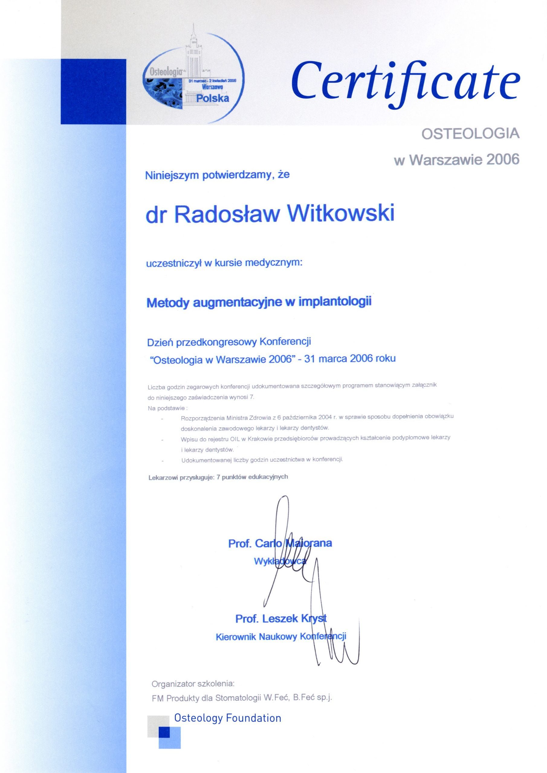 Radosław Witkowski certyfikat 46