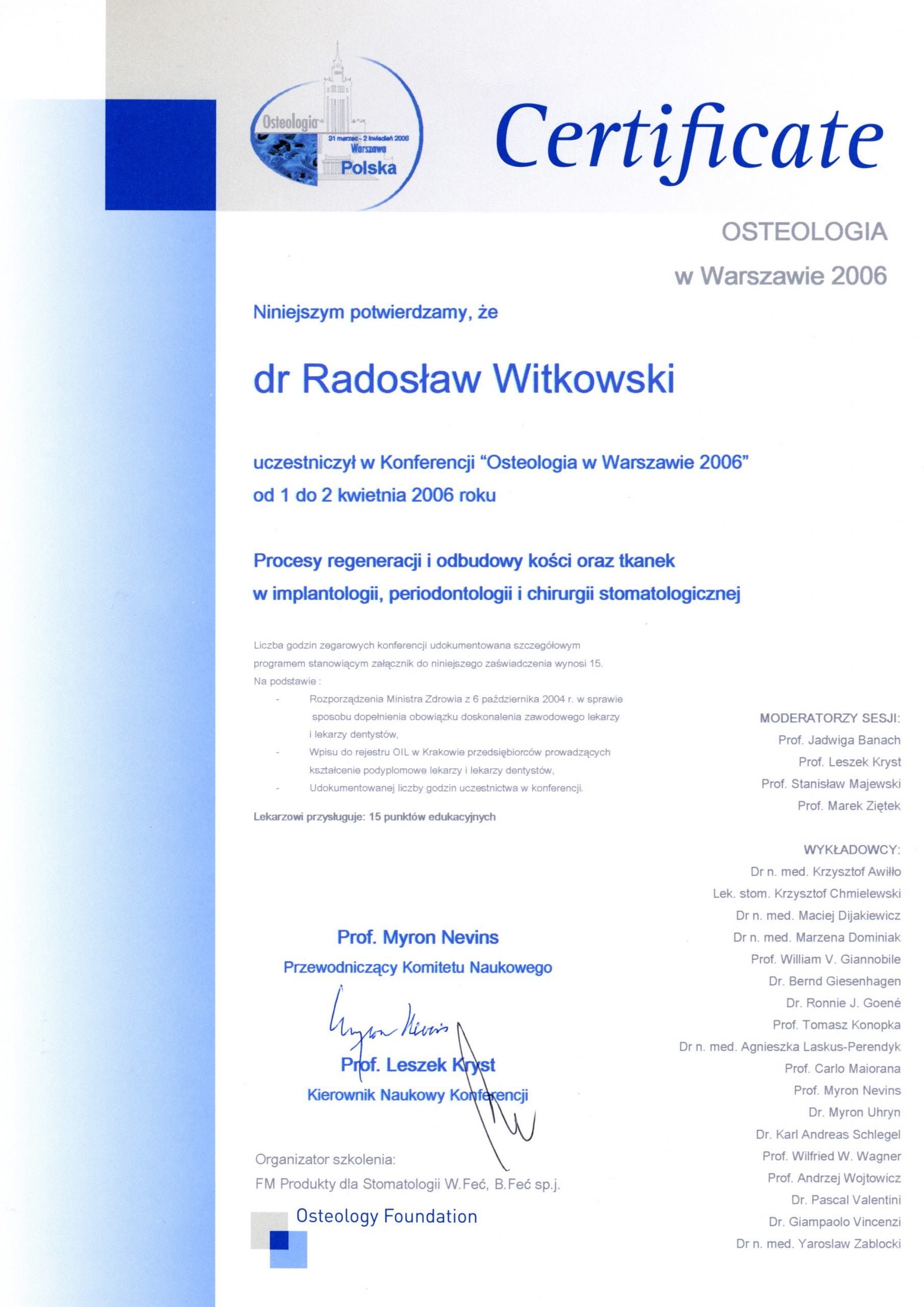Radosław Witkowski certyfikat 47