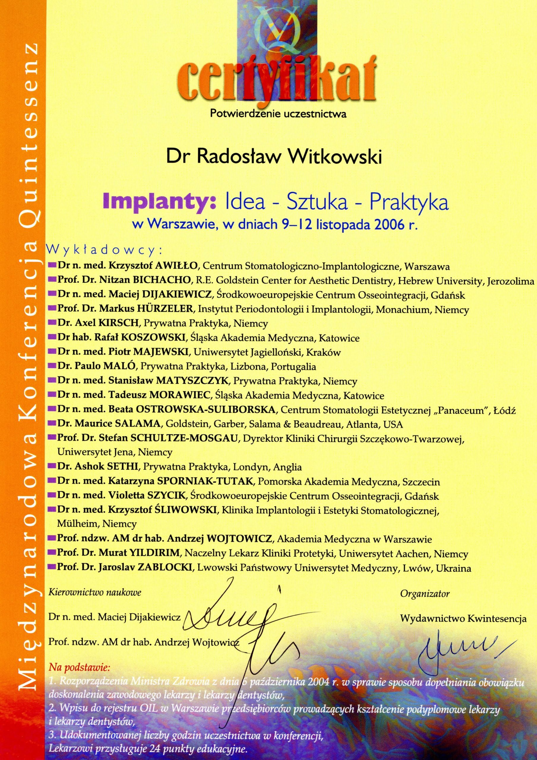 Radosław Witkowski certyfikat 51