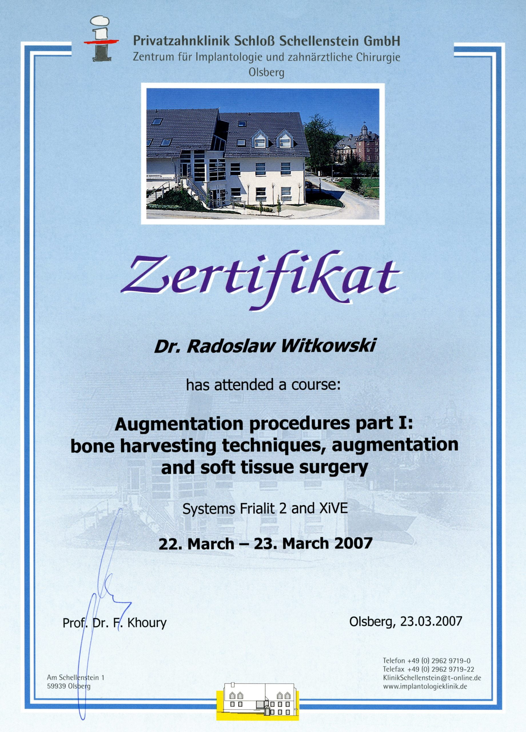 Radosław Witkowski certyfikat 52