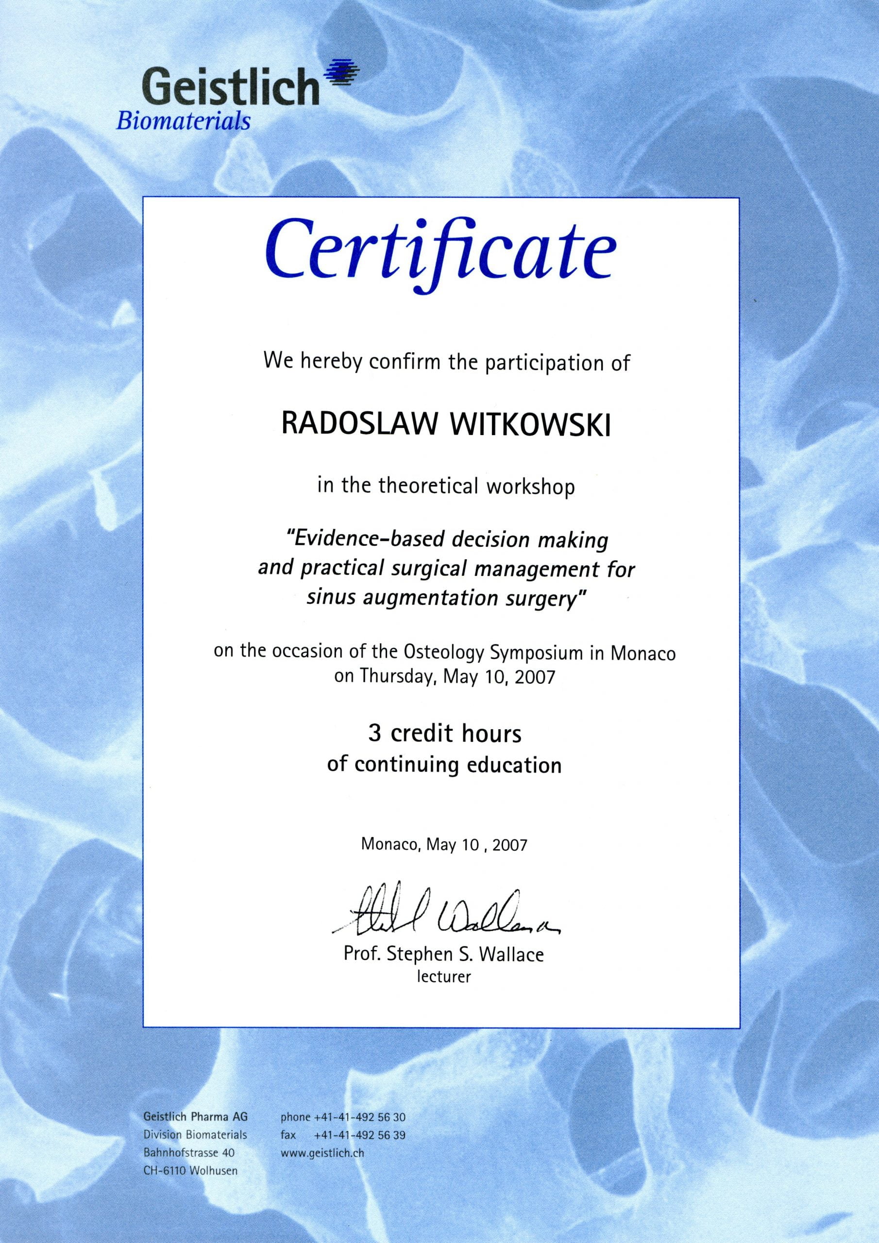 Radosław Witkowski certyfikat 56