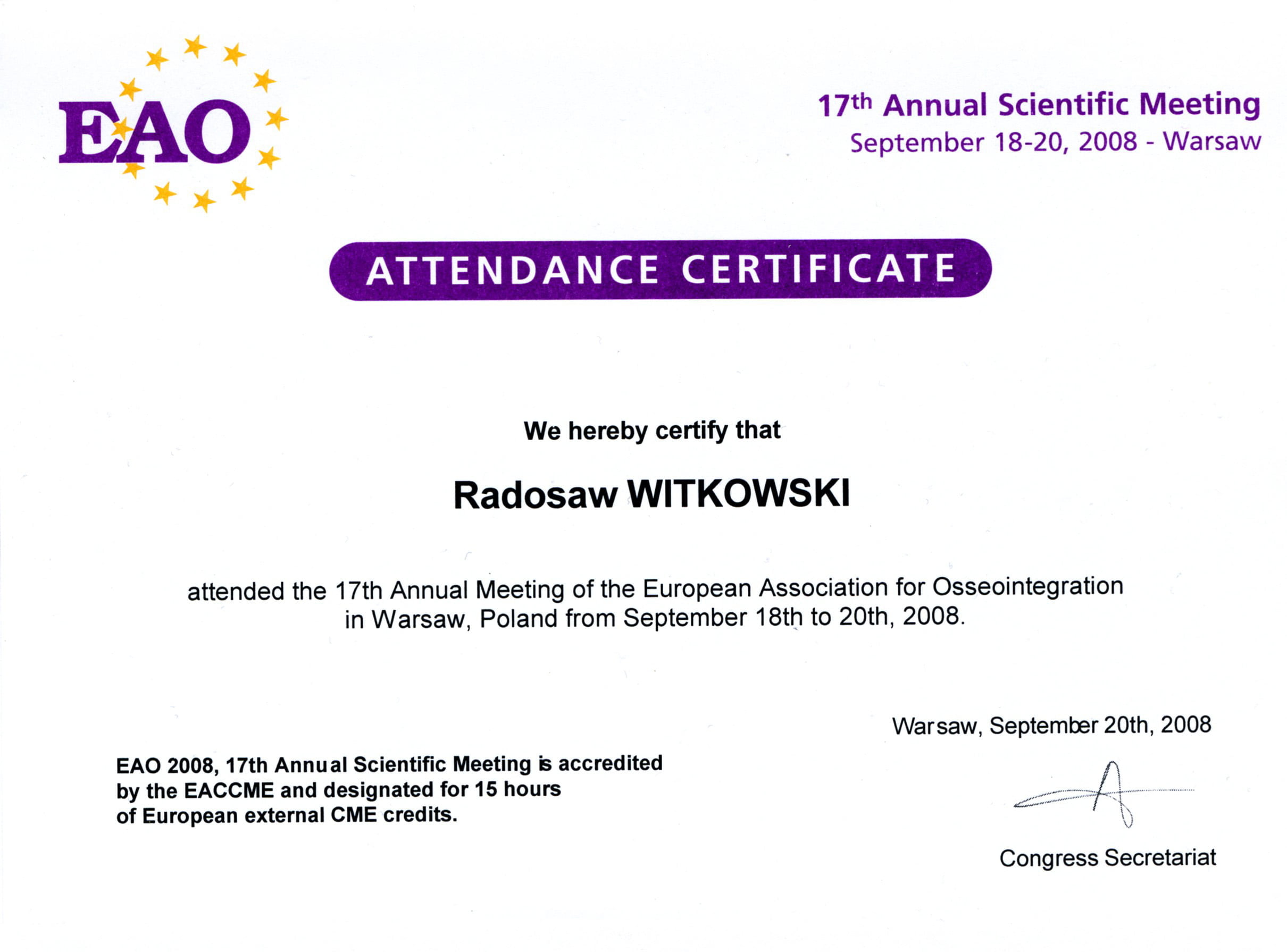 Radosław Witkowski certyfikat 69