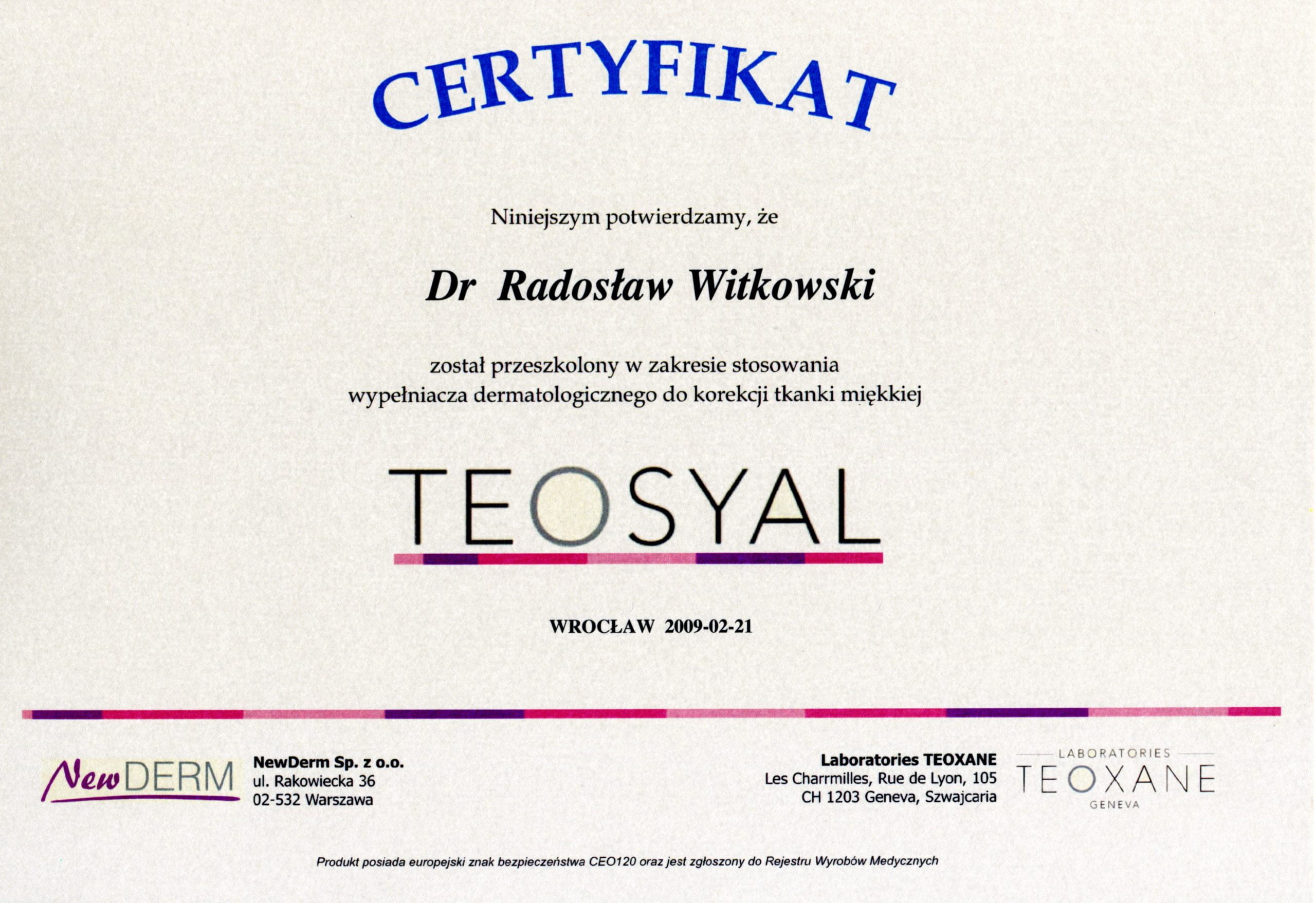 Radosław Witkowski certyfikat 74