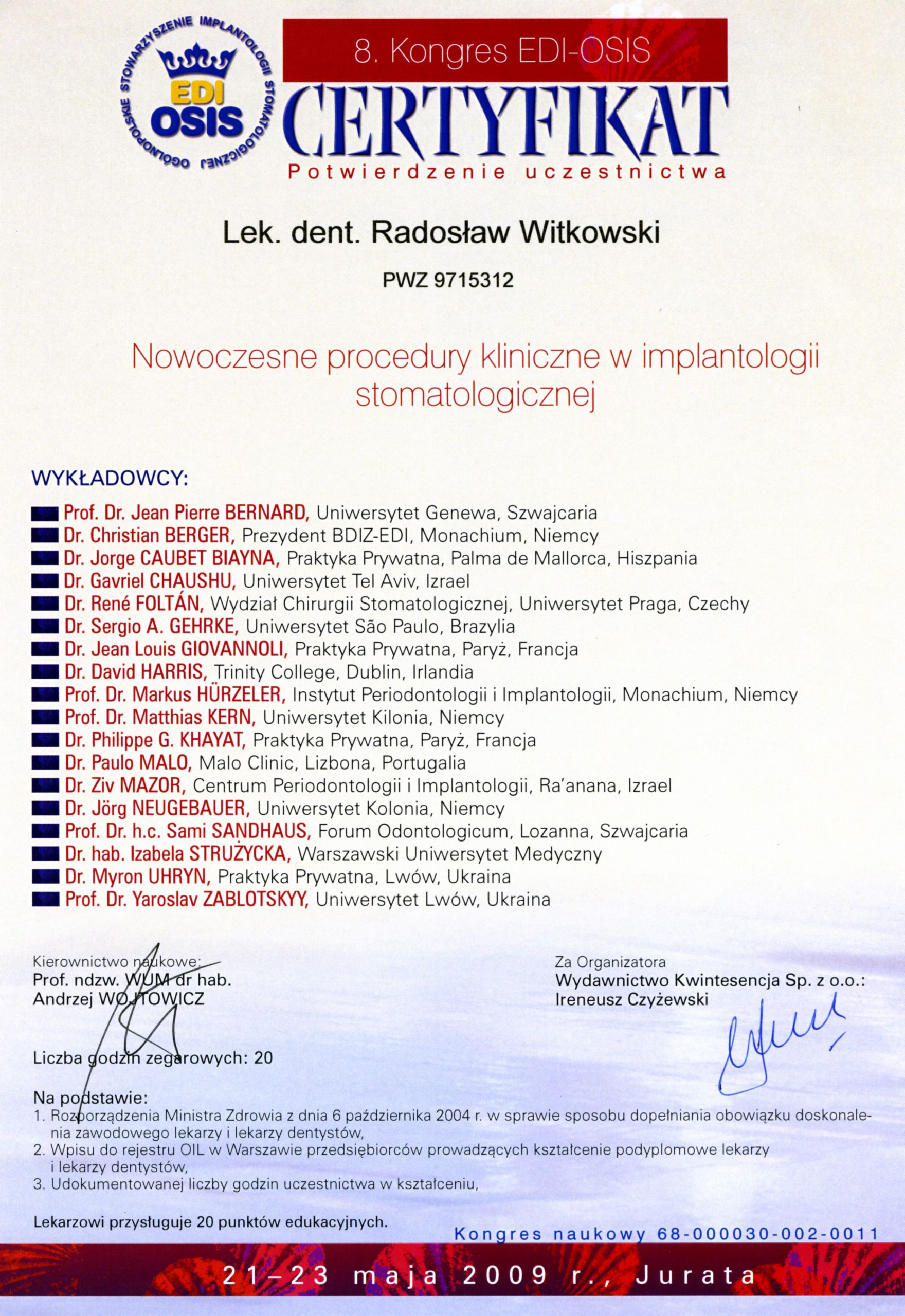 Radosław Witkowski certyfikat 76
