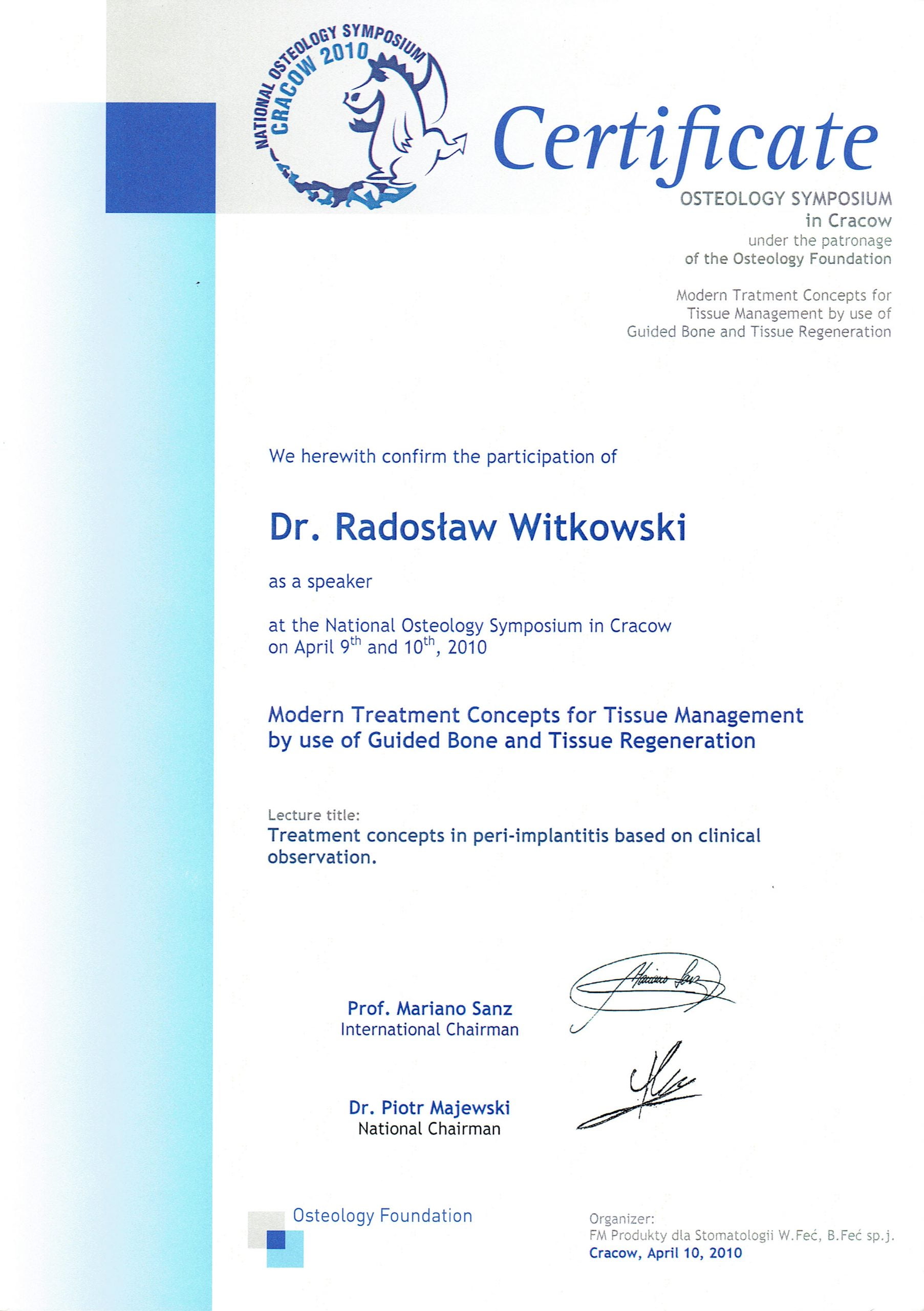 Radosław Witkowski certyfikat 83