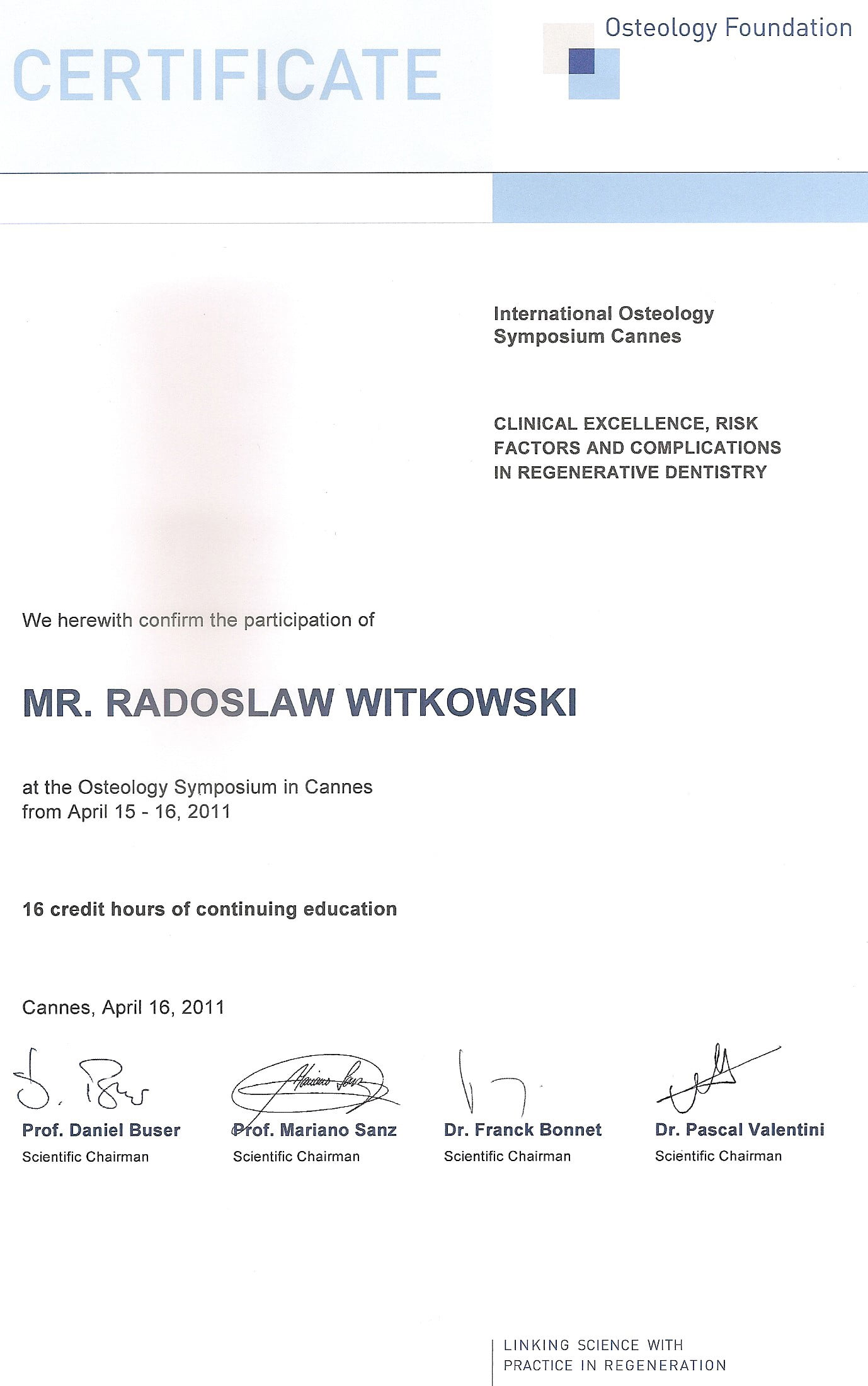 Radosław Witkowski certyfikat 86
