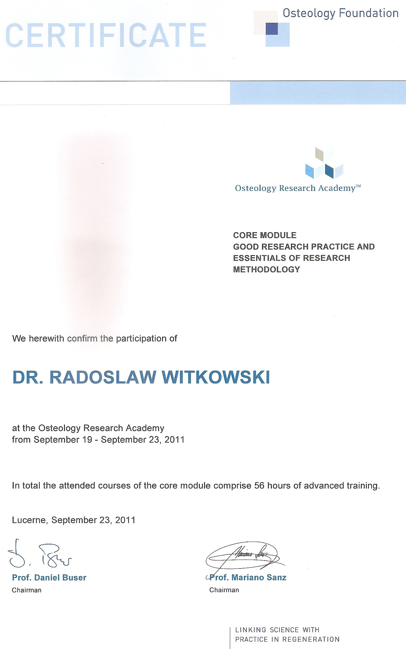 Radosław Witkowski certyfikat 90