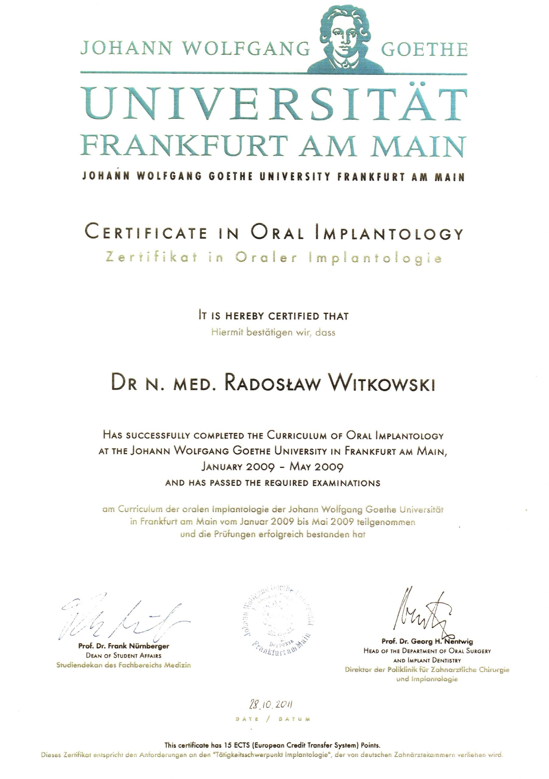Radosław Witkowski certyfikat 92