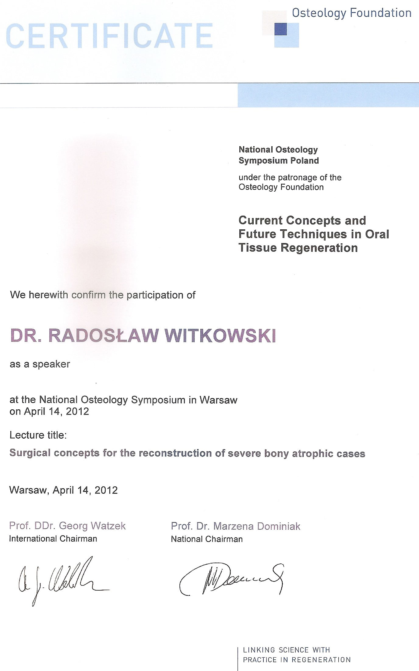 Radosław Witkowski certyfikat 93