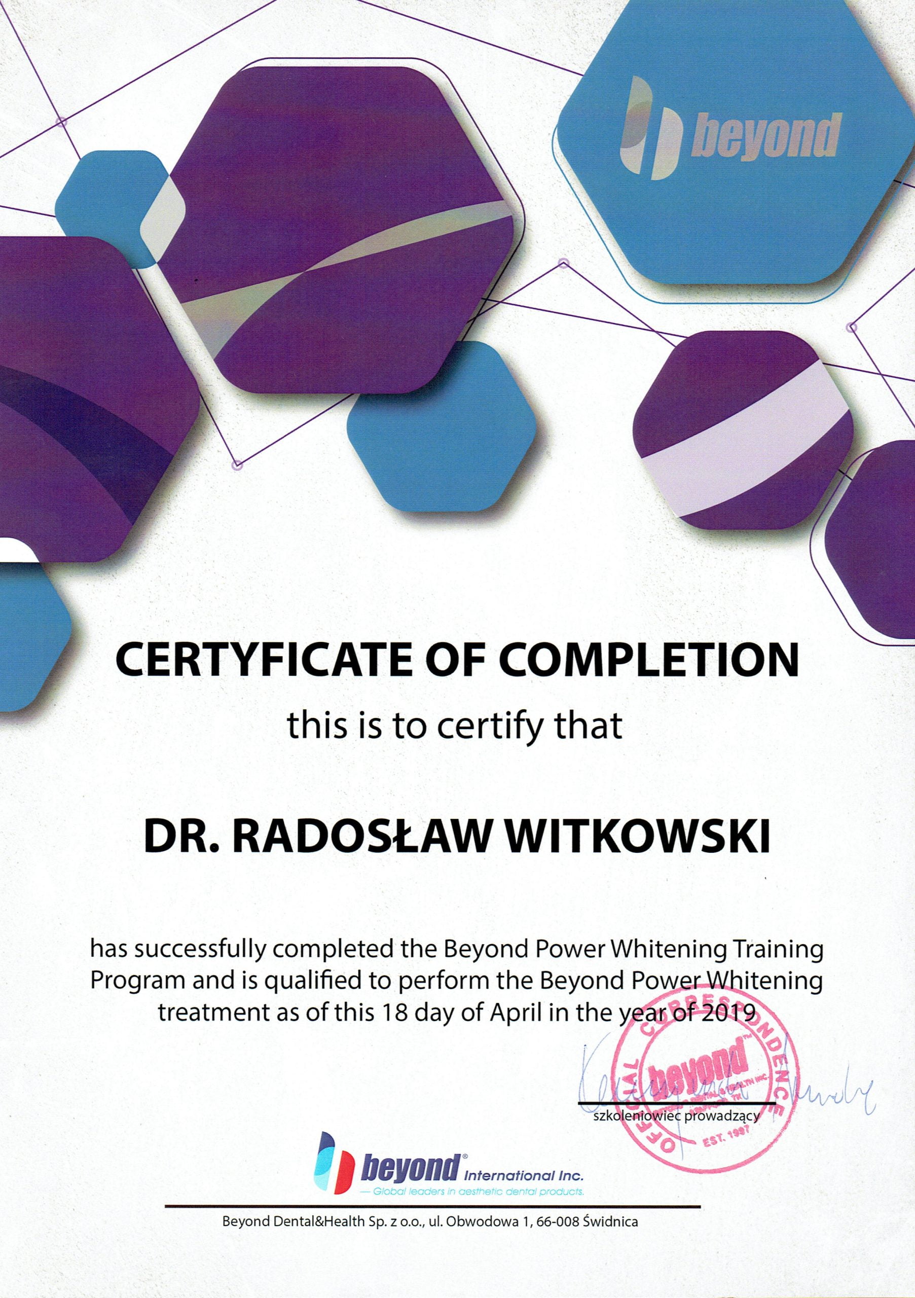 Radosław Witkowski certyfikat 123