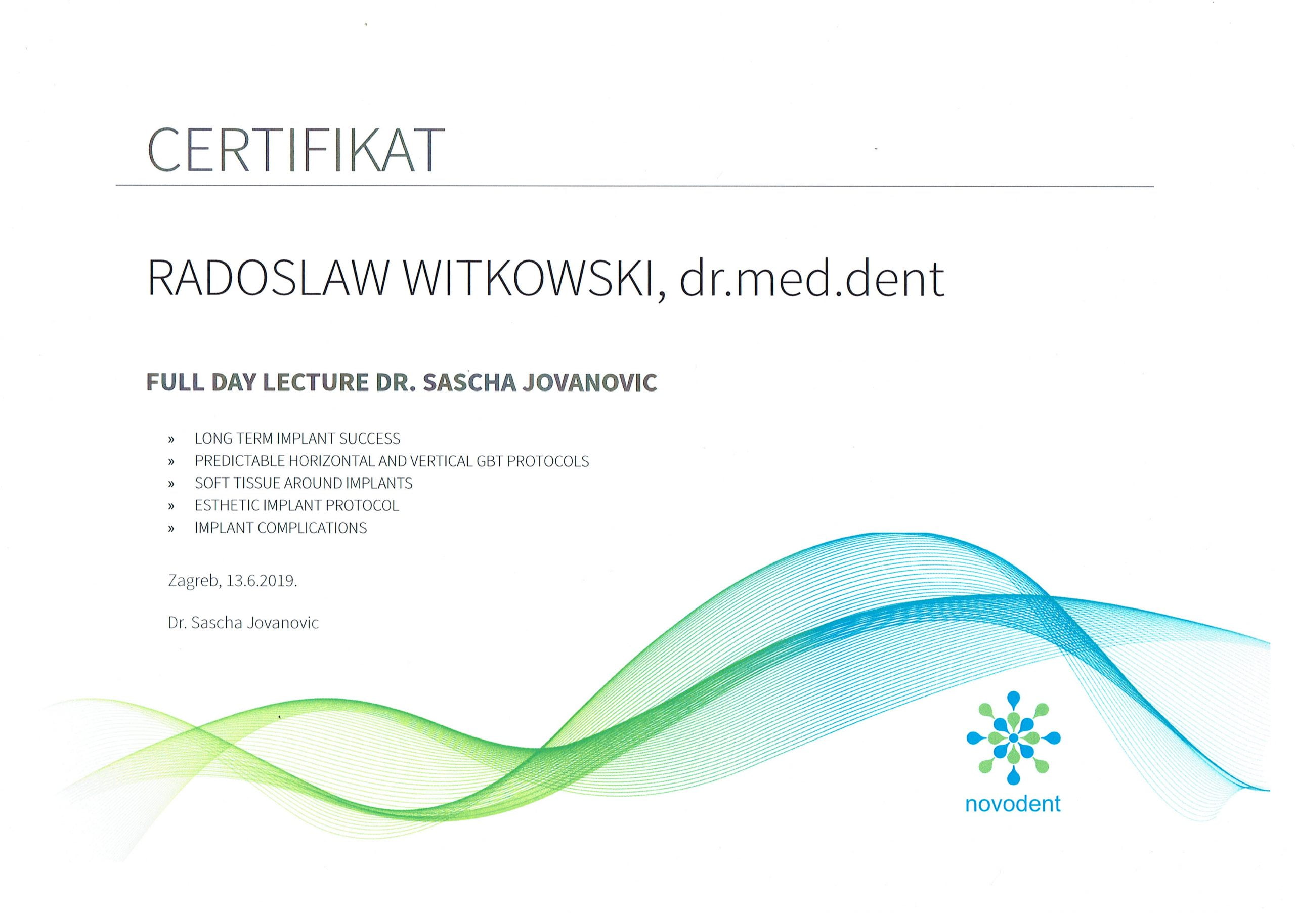 Radosław Witkowski certyfikat 124