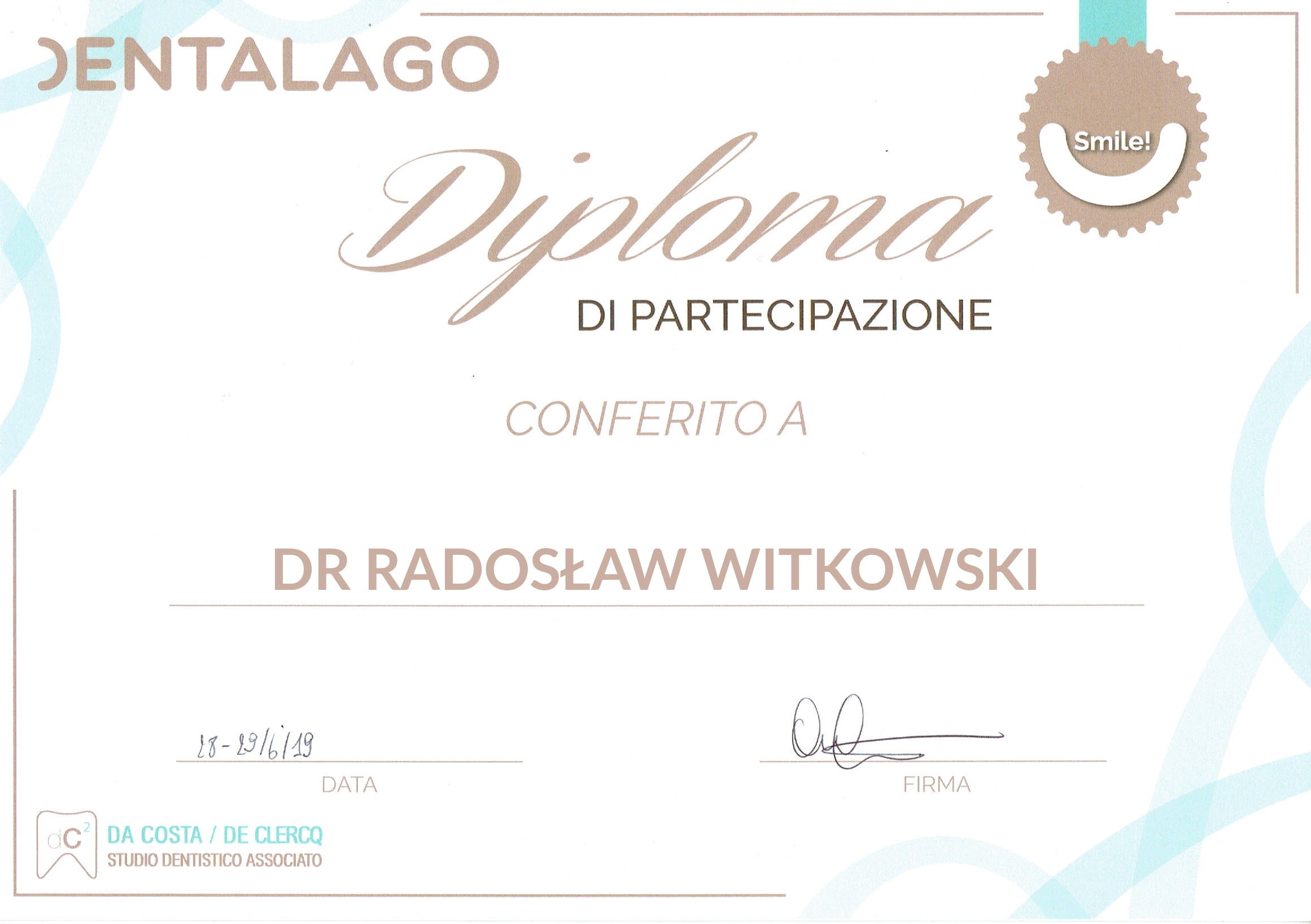 Radosław Witkowski certyfikat 122
