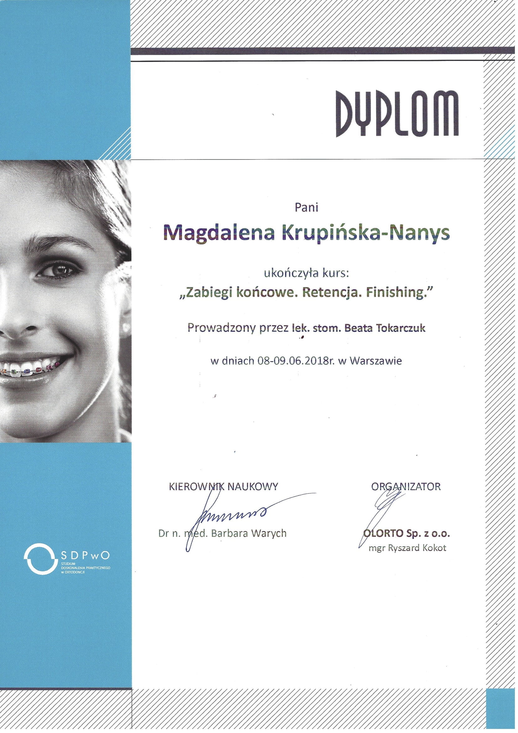 Magdalena Krupińska certyfikat 70