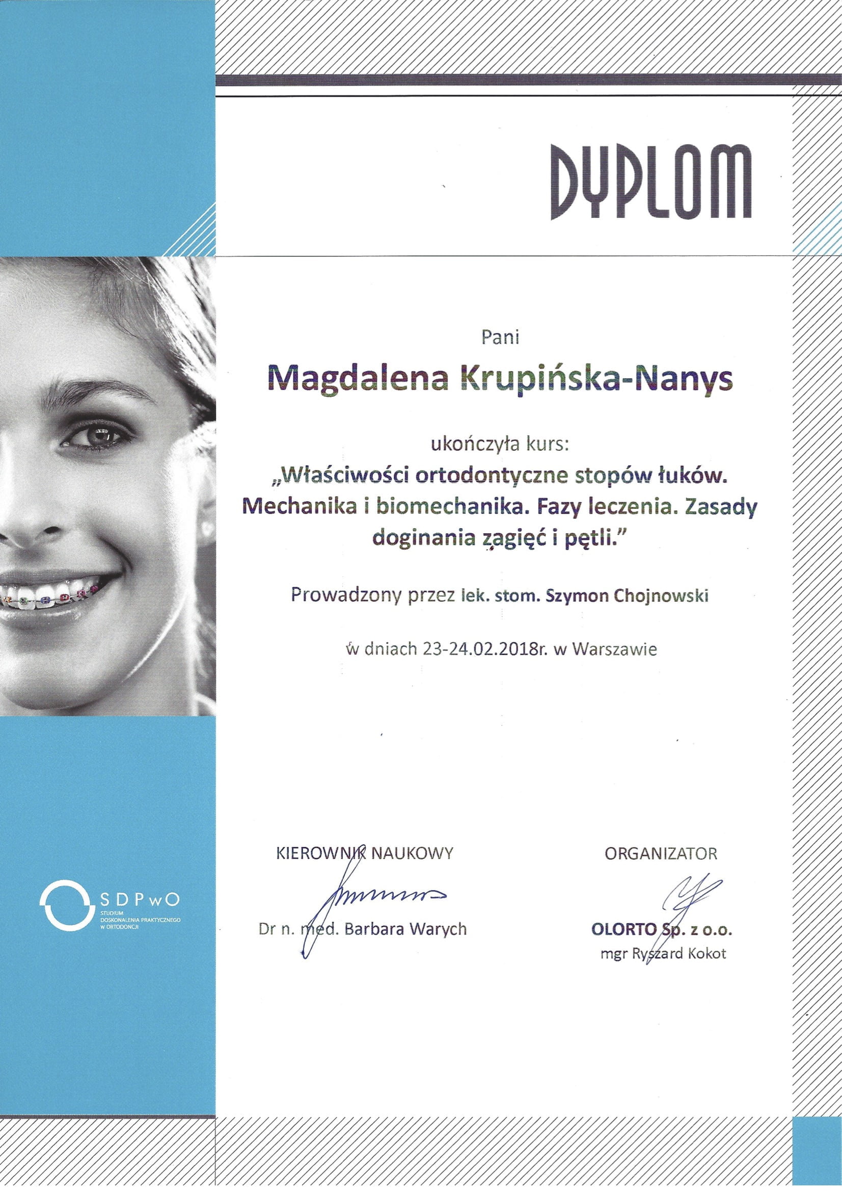 Magdalena Krupińska certyfikat 67