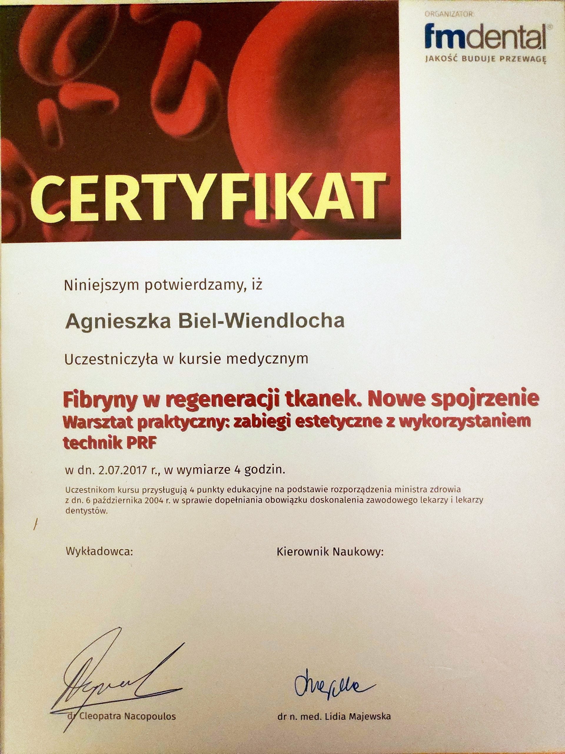 Agnieszka Biel-Wiendlocha certyfikat 29
