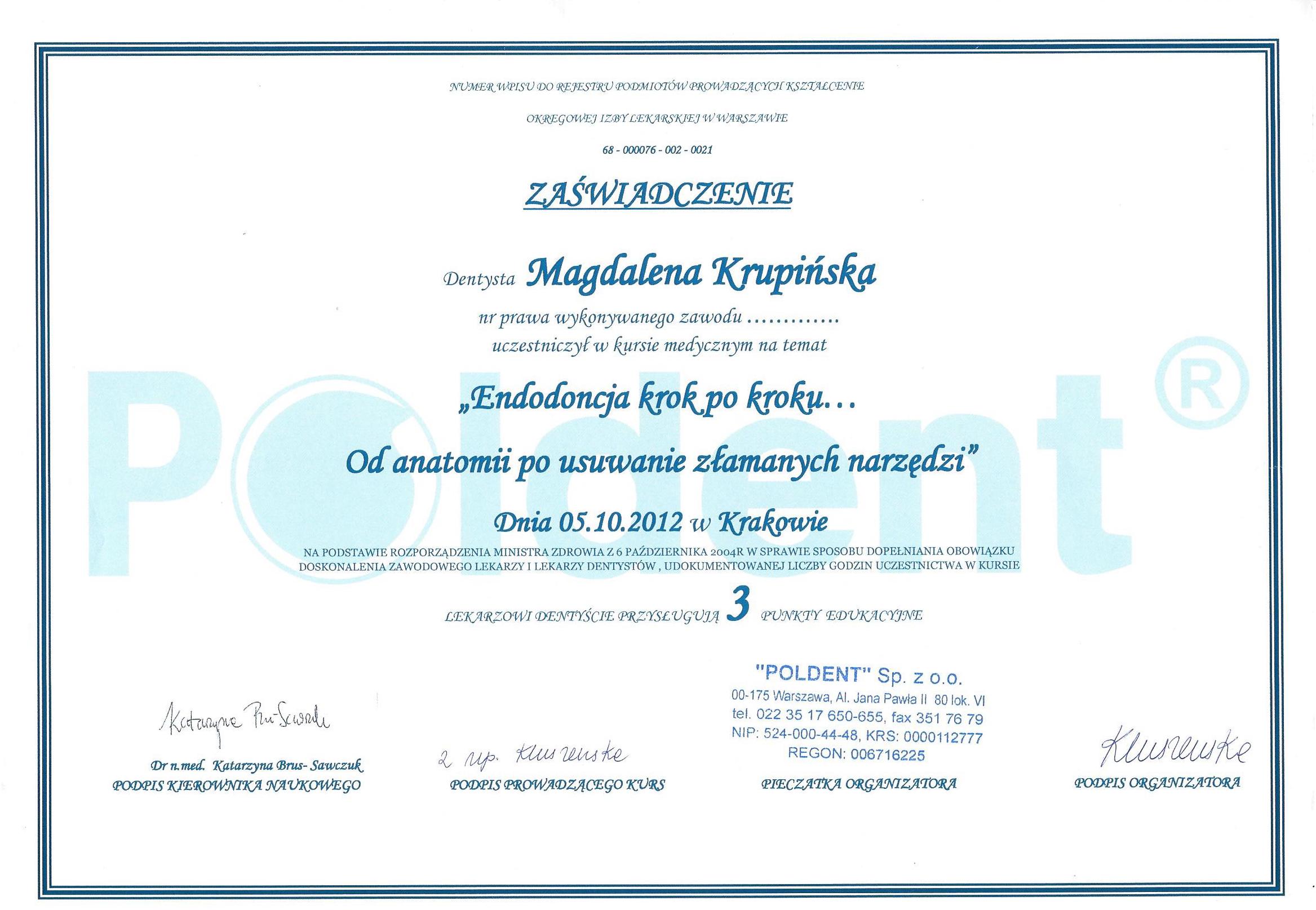 Magdalena Krupińska certyfikat 33