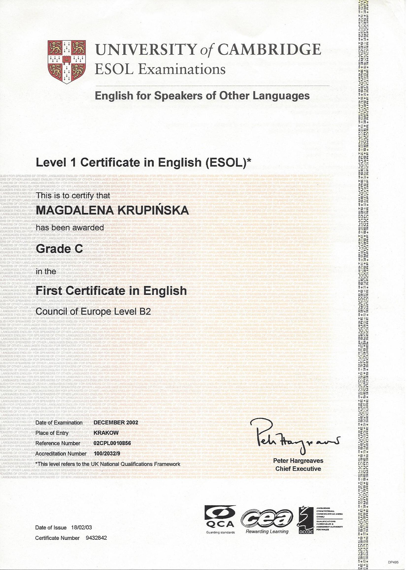 Magdalena Krupińska certyfikat 43