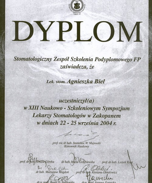 Agnieszka Biel-Wiendlocha certyfikat 12