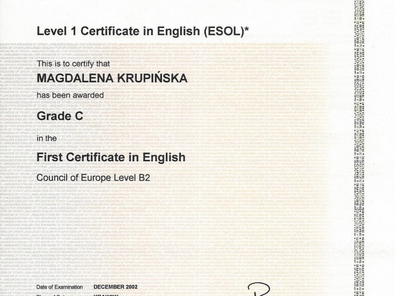 Magdalena Krupińska certyfikat 10