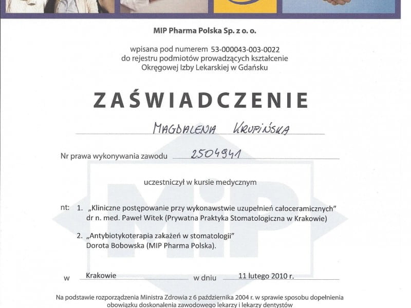 Magdalena Krupińska certyfikat 15