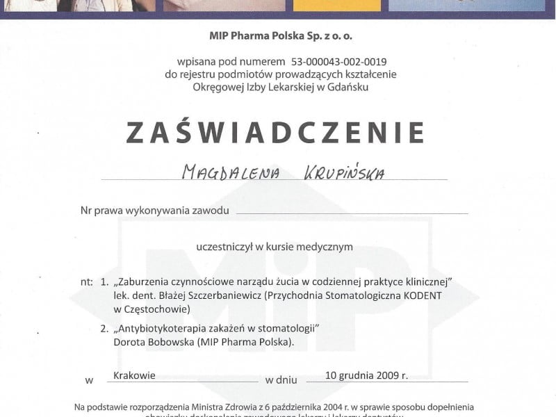 Magdalena Krupińska certyfikat 16