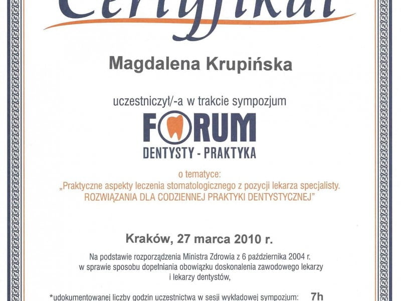 Magdalena Krupińska certyfikat 18