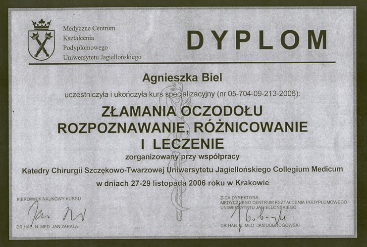 Agnieszka Biel-Wiendlocha certyfikat 20