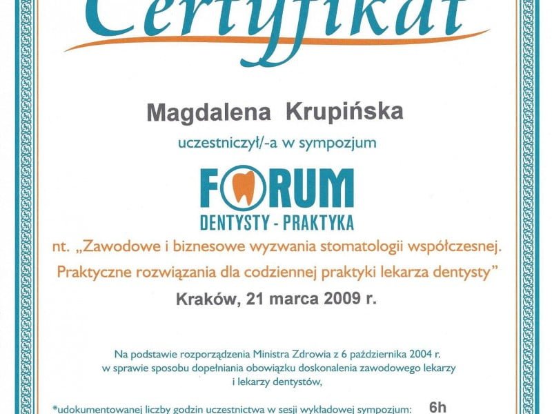 Magdalena Krupińska certyfikat 19