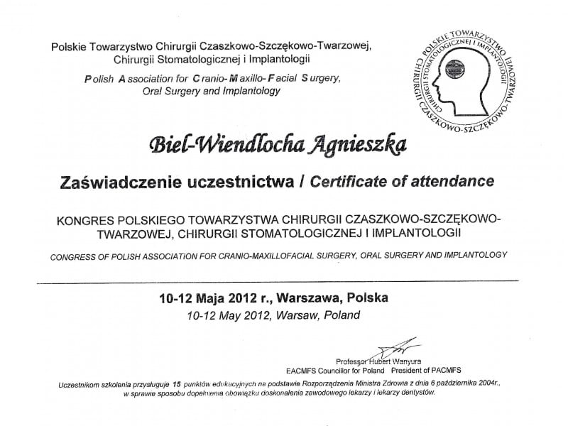 Agnieszka Biel-Wiendlocha certyfikat 3