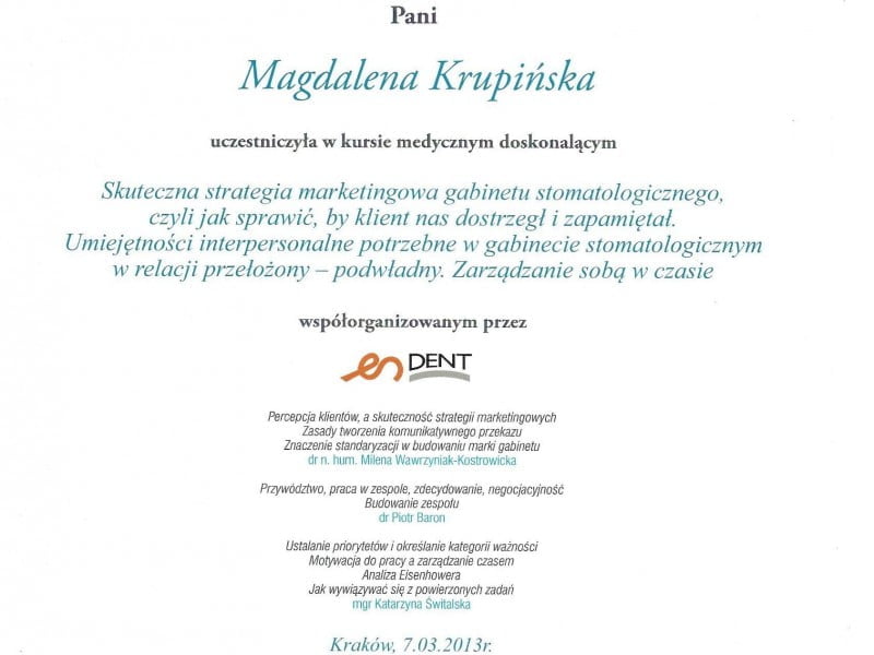 Magdalena Krupińska certyfikat 21