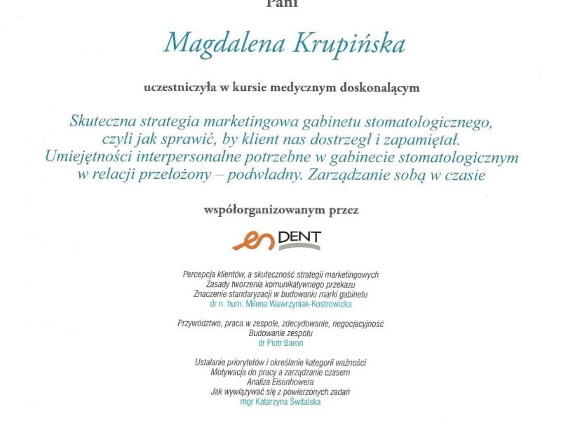 Magdalena Krupińska certyfikat 23